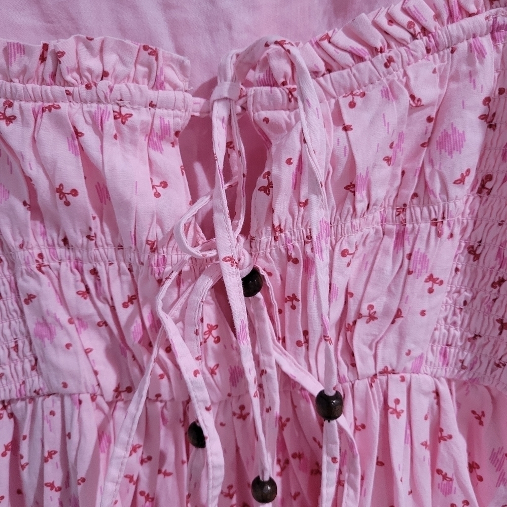 Free People Gabby Dress,  Cherry Print Mini A-Line Pink  So Cute!!! NWOT - Picture 9 of 10